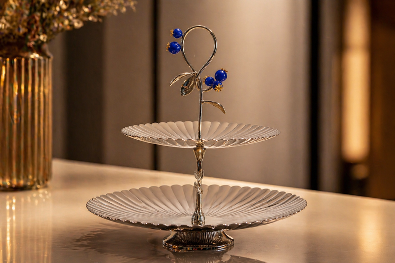 Artisan Two-Tier Blueberry Cake Stand