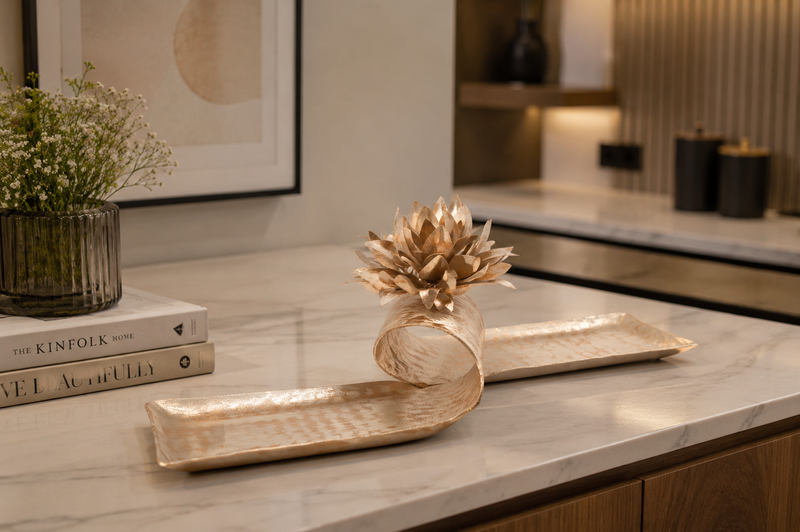 Lotus Hammered Metal Tray